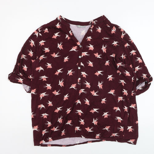 Marks and Spencer Women’s Red Bird Print Viscose Tunic Blouse UK 16