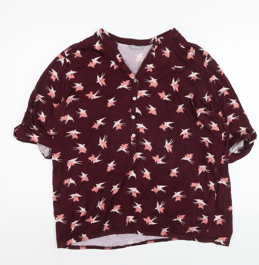 Marks and Spencer Women’s Red Bird Print Viscose Tunic Blouse UK 16
