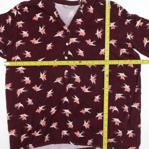 Marks and Spencer Women’s Red Bird Print Viscose Tunic Blouse UK 16