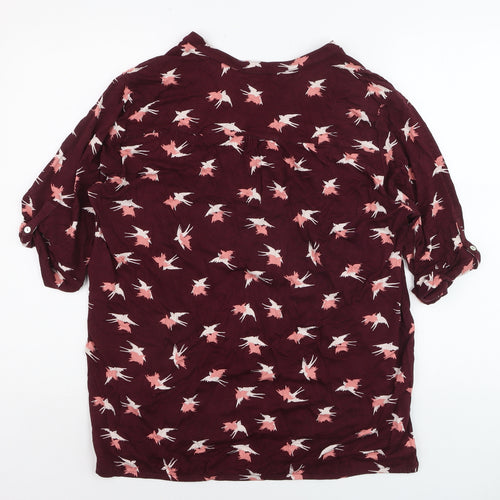 Marks and Spencer Women’s Red Bird Print Viscose Tunic Blouse UK 16
