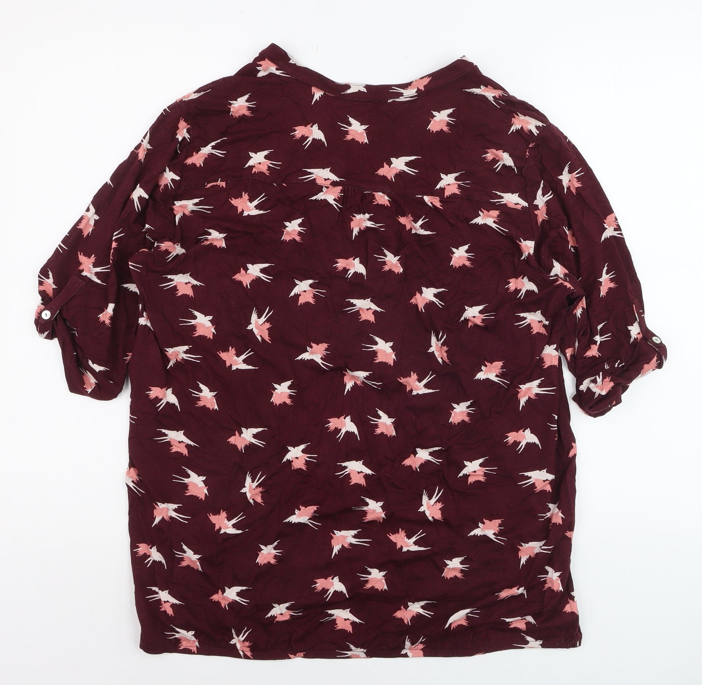 Marks and Spencer Women’s Red Bird Print Viscose Tunic Blouse UK 16