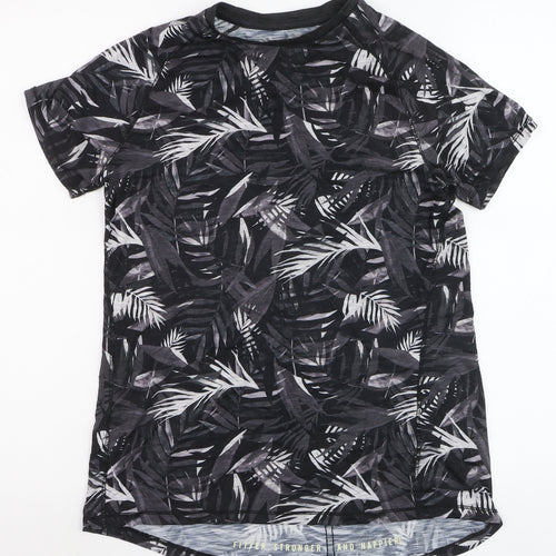 Next Women’s Black Tropical Print Short Sleeve T-Shirt Size S