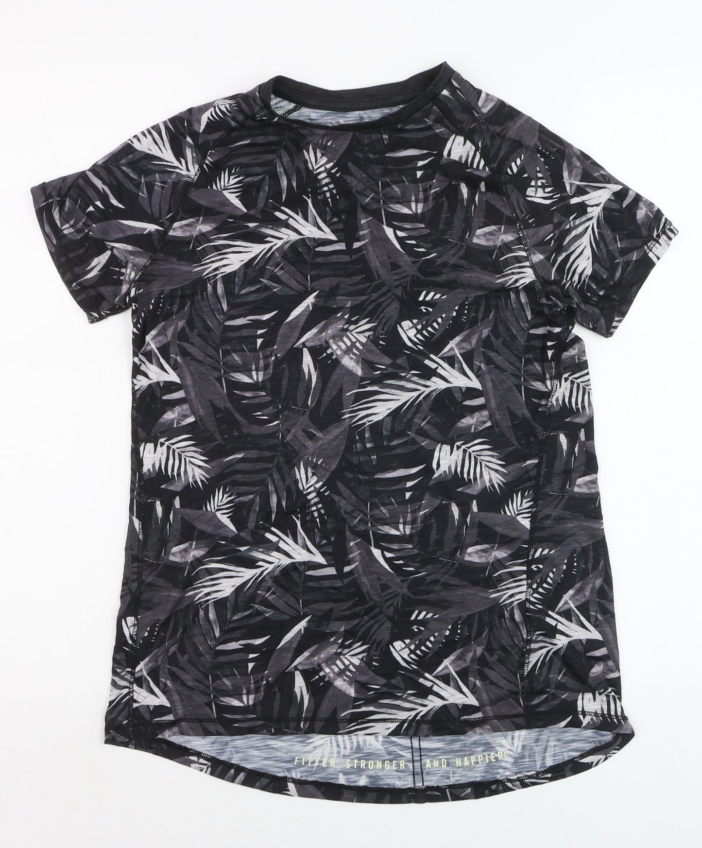 Next Women’s Black Tropical Print Short Sleeve T-Shirt Size S