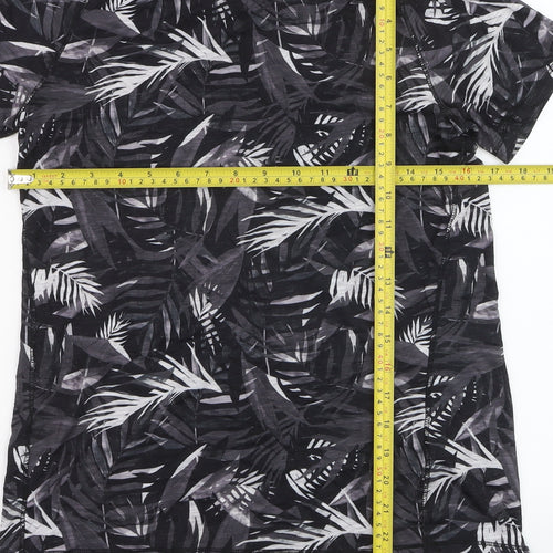 Next Women’s Black Tropical Print Short Sleeve T-Shirt Size S
