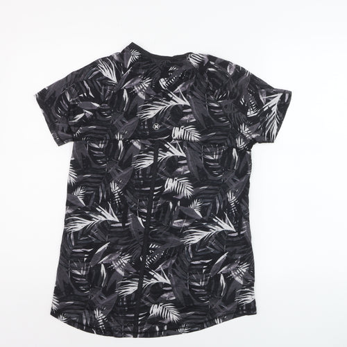 Next Women’s Black Tropical Print Short Sleeve T-Shirt Size S