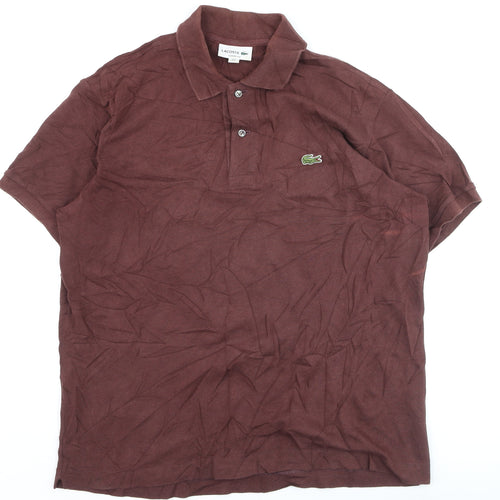 Lacoste Men’s Brown Classic Fit Polo Shirt Size L Cotton Logo