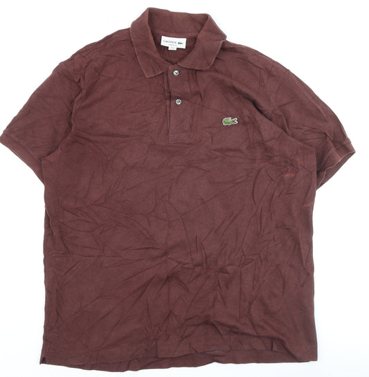 Lacoste Men’s Brown Classic Fit Polo Shirt Size L Cotton Logo