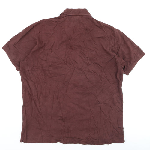 Lacoste Men’s Brown Classic Fit Polo Shirt Size L Cotton Logo