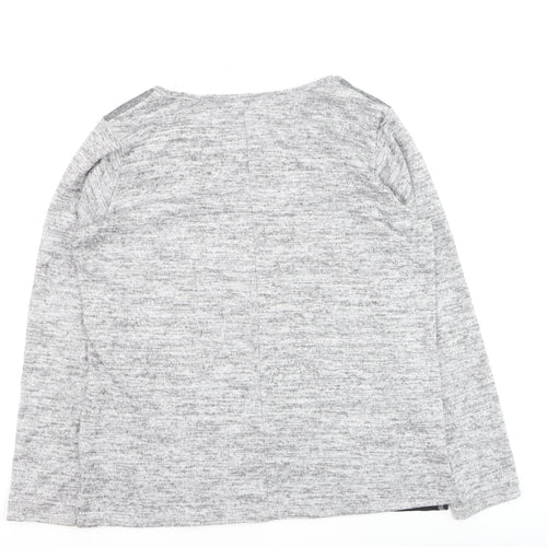Festa Women Grey Floral Long Sleeve Jersey T-Shirt Size 16