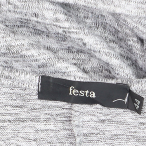 Festa Women Grey Floral Long Sleeve Jersey T-Shirt Size 16