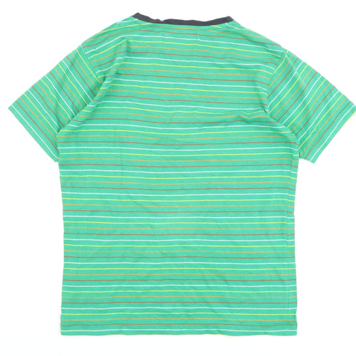 Kickers Men's Green Striped Crew Neck Cotton Short Sleeve T-Shirt Size S
