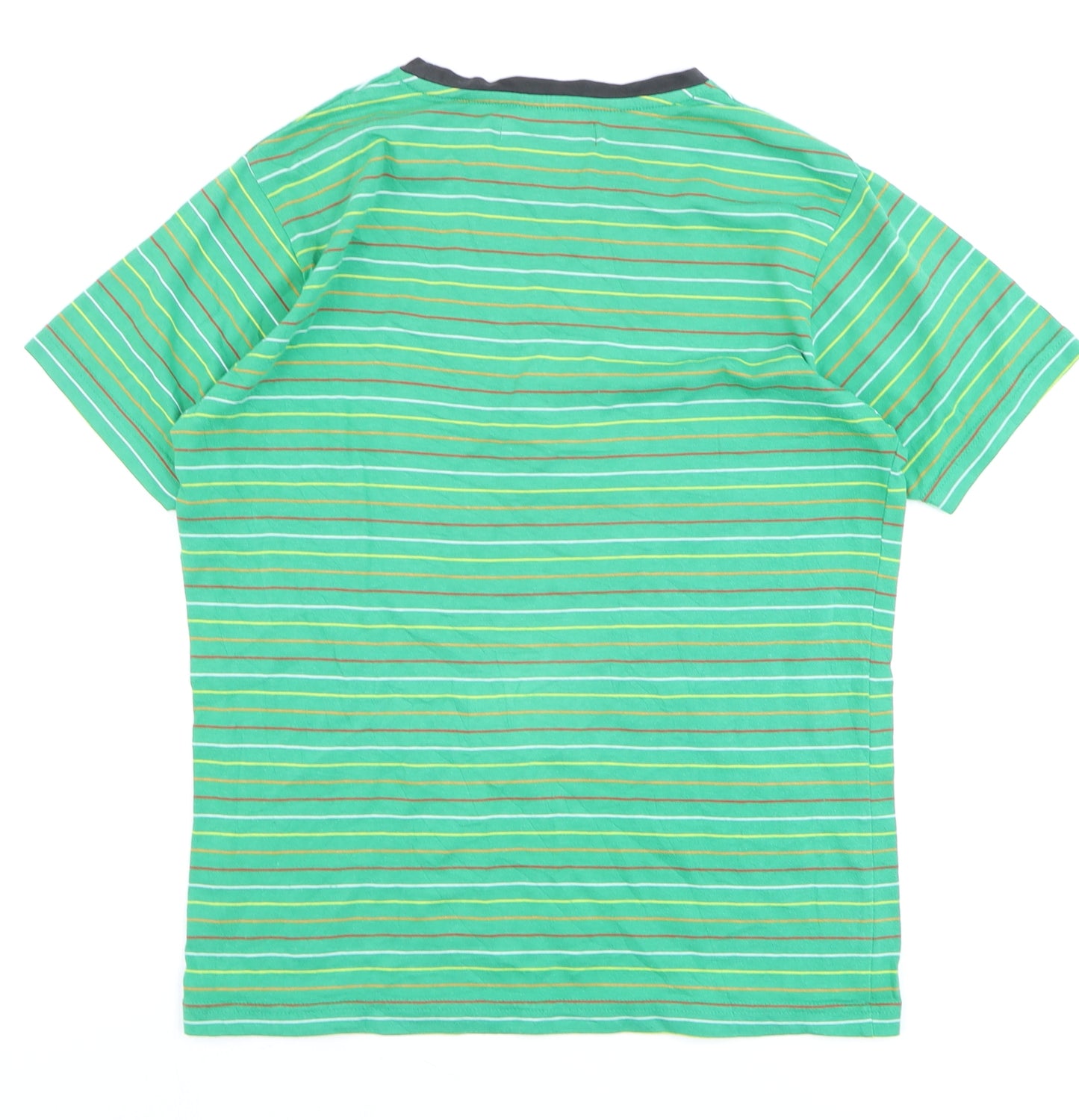 Kickers Men's Green Striped Crew Neck Cotton Short Sleeve T-Shirt Size S