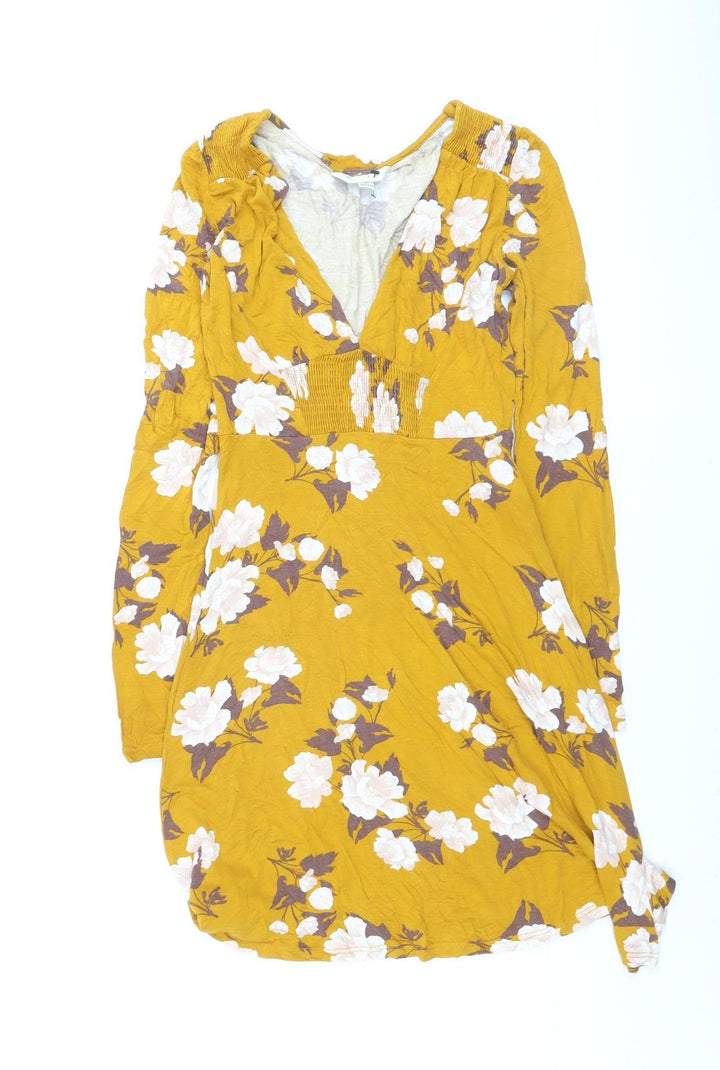 Miss Selfridge Women’s Yellow Floral A-Line Dress Size 8