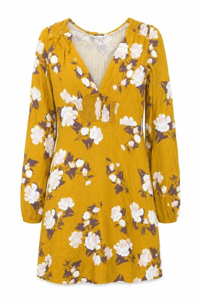 Miss Selfridge Women’s Yellow Floral A-Line Dress Size 8