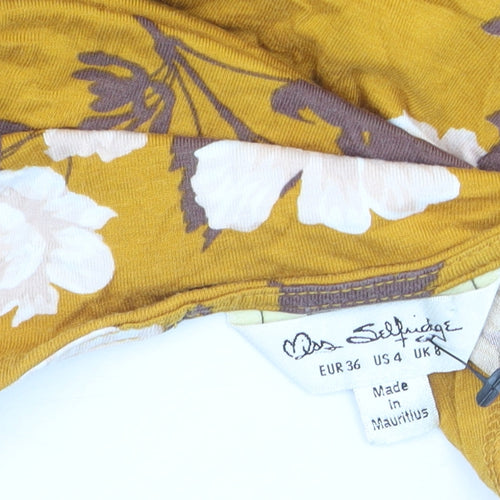 Miss Selfridge Women’s Yellow Floral A-Line Dress Size 8