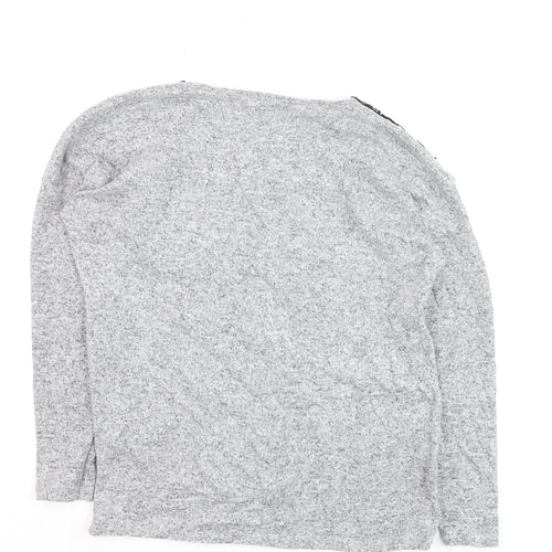 Medicine Women's Grey Lace Detail Long Sleeve Jersey Blouse XS