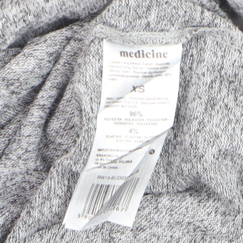 Medicine Women's Grey Lace Detail Long Sleeve Jersey Blouse XS