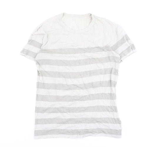 Gap Men's XS Grey Striped Crew Neck Cotton Blend T-Shirt