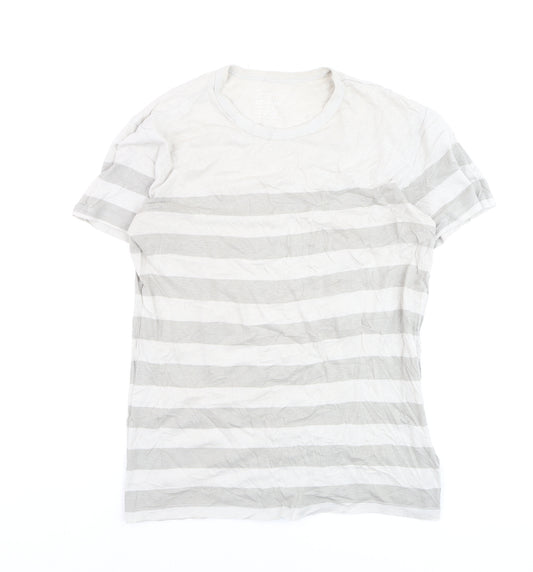 Gap Men's XS Grey Striped Crew Neck Cotton Blend T-Shirt