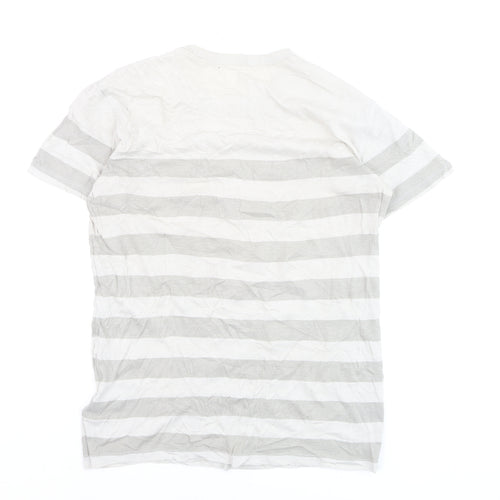 Gap Men's XS Grey Striped Crew Neck Cotton Blend T-Shirt