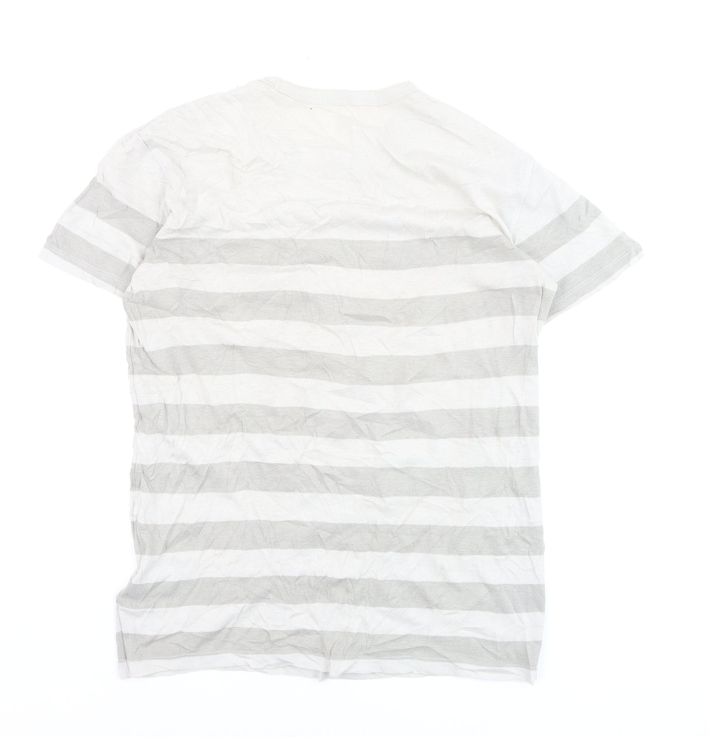 Gap Men's XS Grey Striped Crew Neck Cotton Blend T-Shirt