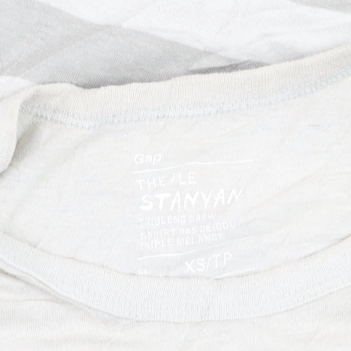 Gap Men's XS Grey Striped Crew Neck Cotton Blend T-Shirt