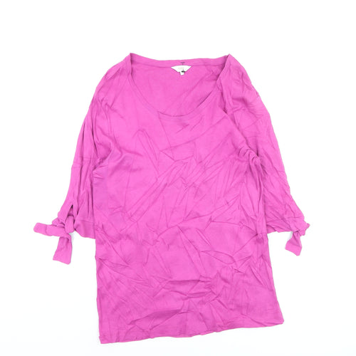 Cotton Traders Women Pink Size 10 Scoop Neck 3/4 Sleeve T-Shirt