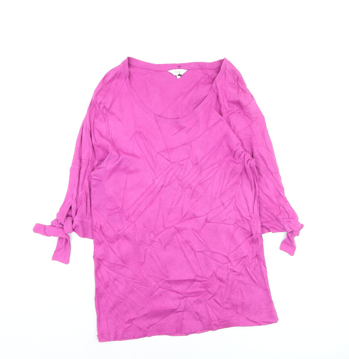 Cotton Traders Women Pink Size 10 Scoop Neck 3/4 Sleeve T-Shirt