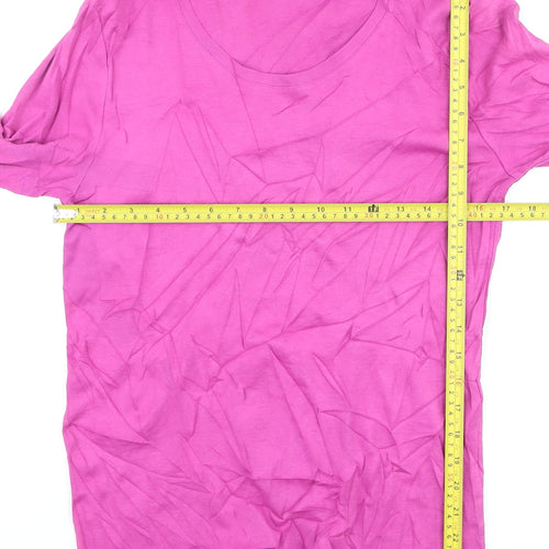 Cotton Traders Women Pink Size 10 Scoop Neck 3/4 Sleeve T-Shirt