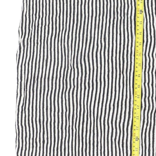 Boohoo Women’s Black White Striped Midi Pencil Skirt Size 8