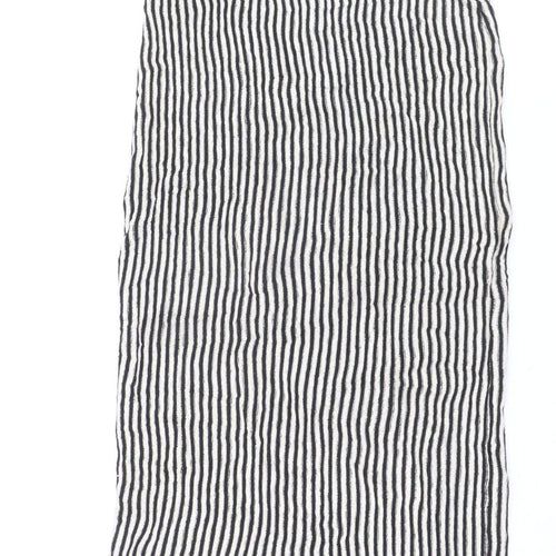 Boohoo Women’s Black White Striped Midi Pencil Skirt Size 8