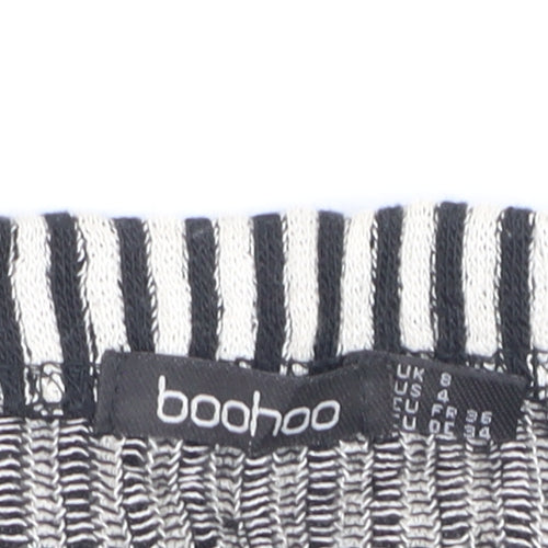 Boohoo Women’s Black White Striped Midi Pencil Skirt Size 8