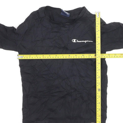 Champion Boys Black Cotton Pullover Jumper Small 7-8 Years Crew Neck
