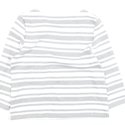 Marks and Spencer Womens Grey Striped 3/4 Sleeve Pullover Jumper Size 10