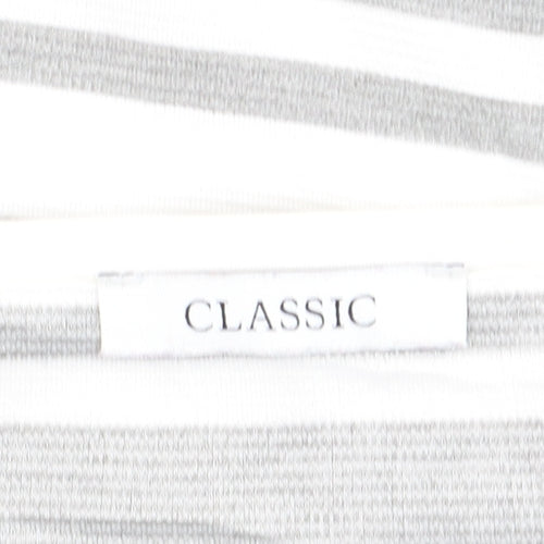Marks and Spencer Womens Grey Striped 3/4 Sleeve Pullover Jumper Size 10