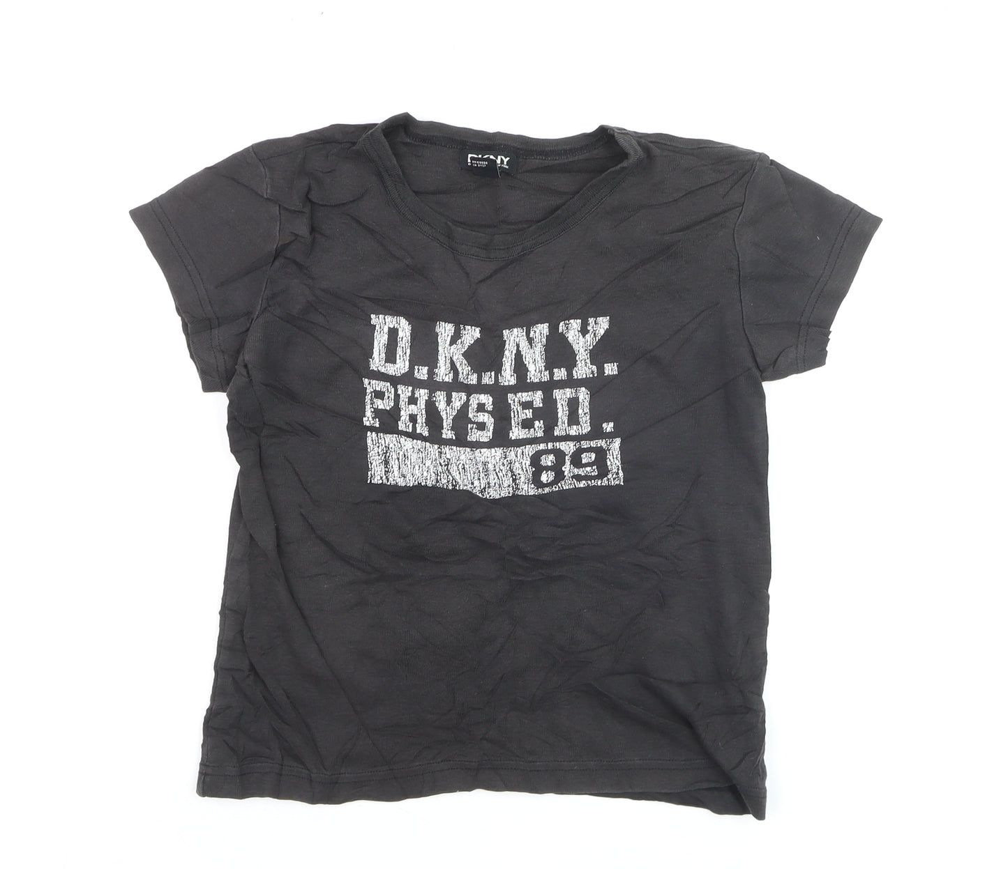DKNY Women's Black Cotton V-Neck Short Sleeve T-Shirt M