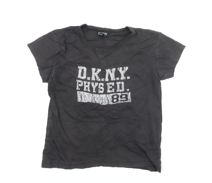 DKNY Women's Black Cotton V-Neck Short Sleeve T-Shirt M