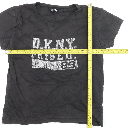 DKNY Women's Black Cotton V-Neck Short Sleeve T-Shirt M