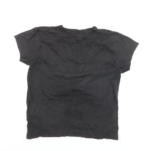 DKNY Women's Black Cotton V-Neck Short Sleeve T-Shirt M
