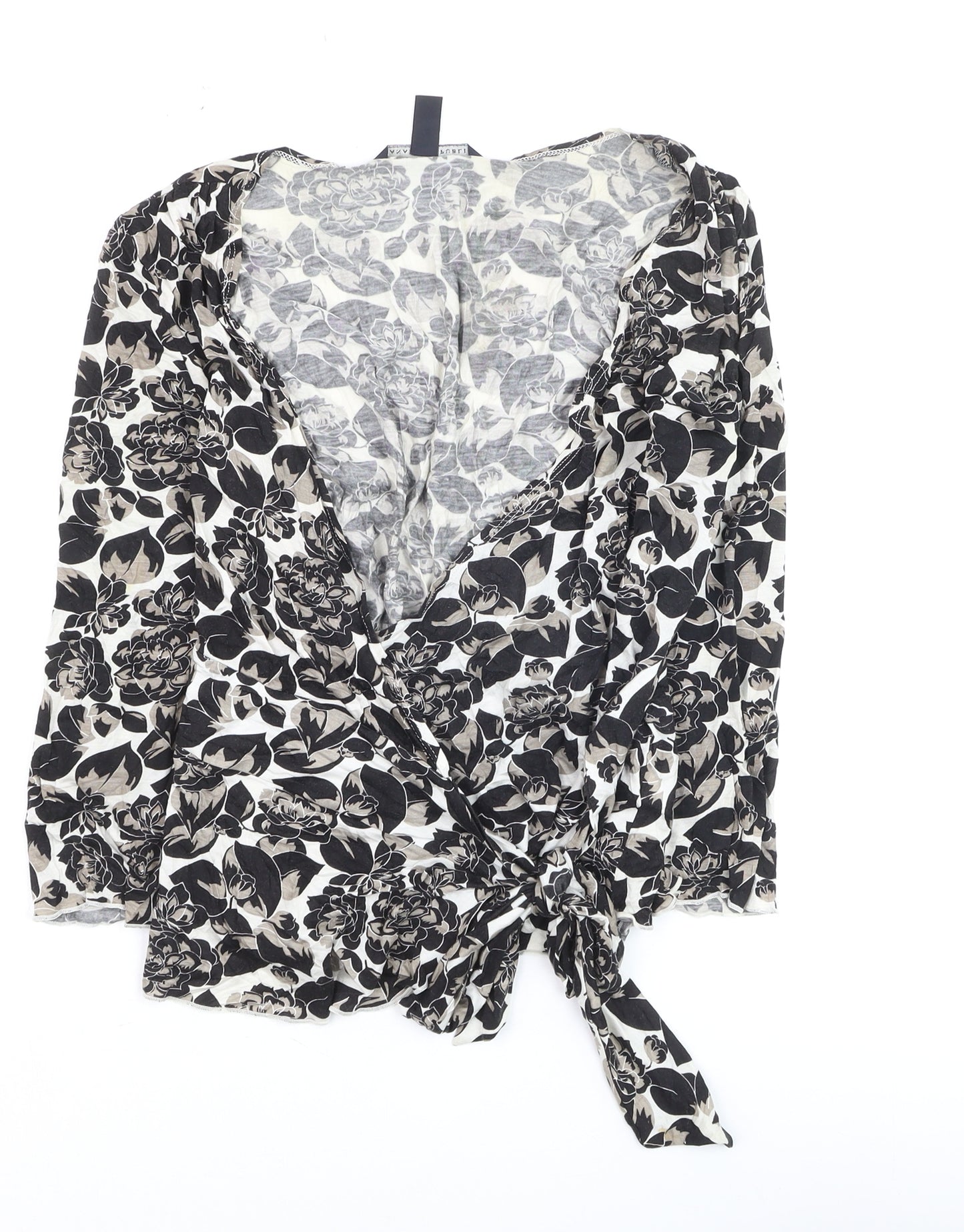 Banana Republic Womens Black Floral Wrap Blouse Size S