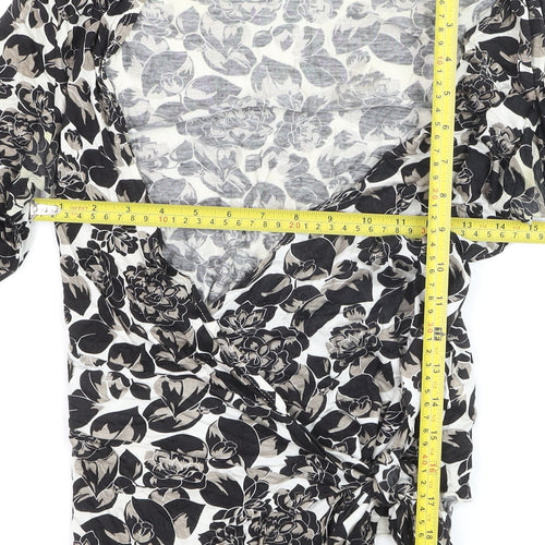 Banana Republic Womens Black Floral Wrap Blouse Size S