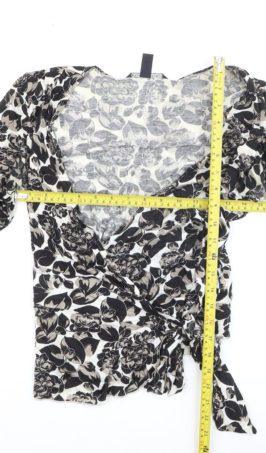 Banana Republic Womens Black Floral Wrap Blouse Size S