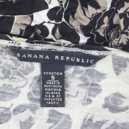 Banana Republic Womens Black Floral Wrap Blouse Size S