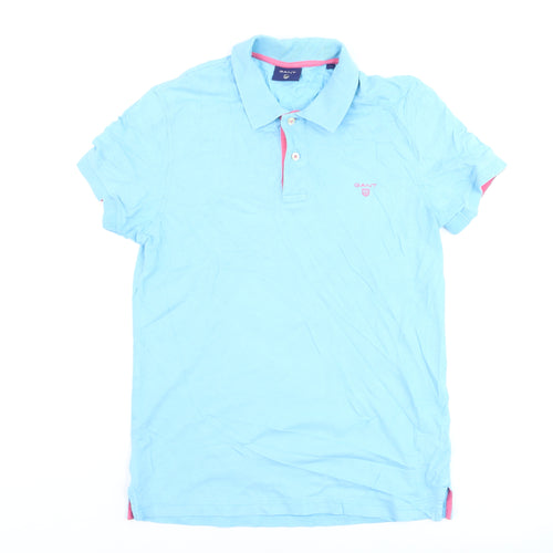 GANT Men's Blue Cotton Short Sleeve Polo Shirt Size S