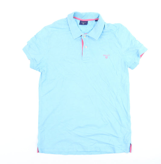 GANT Men's Blue Cotton Short Sleeve Polo Shirt Size S