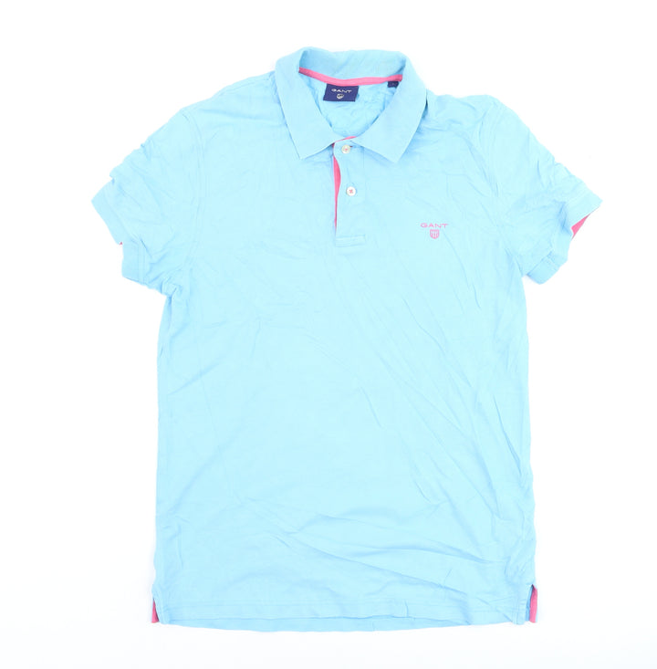 GANT Men's Blue Cotton Short Sleeve Polo Shirt Size S