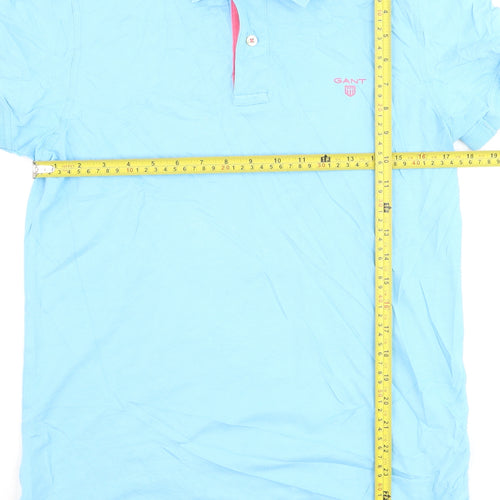 GANT Men's Blue Cotton Short Sleeve Polo Shirt Size S