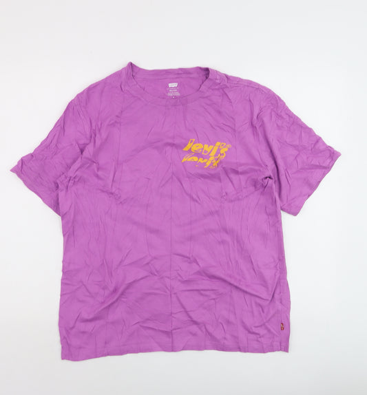 Levi's Men's Purple Relaxed Fit Cotton Crew Neck T-Shirt M
