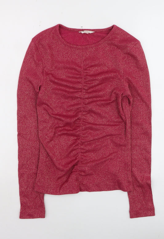 Marks and Spencer Per Una Women’s Pink Size 8 Ruched Knit Jumper