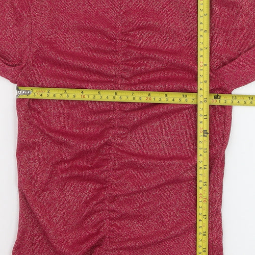 Marks and Spencer Per Una Women’s Pink Size 8 Ruched Knit Jumper